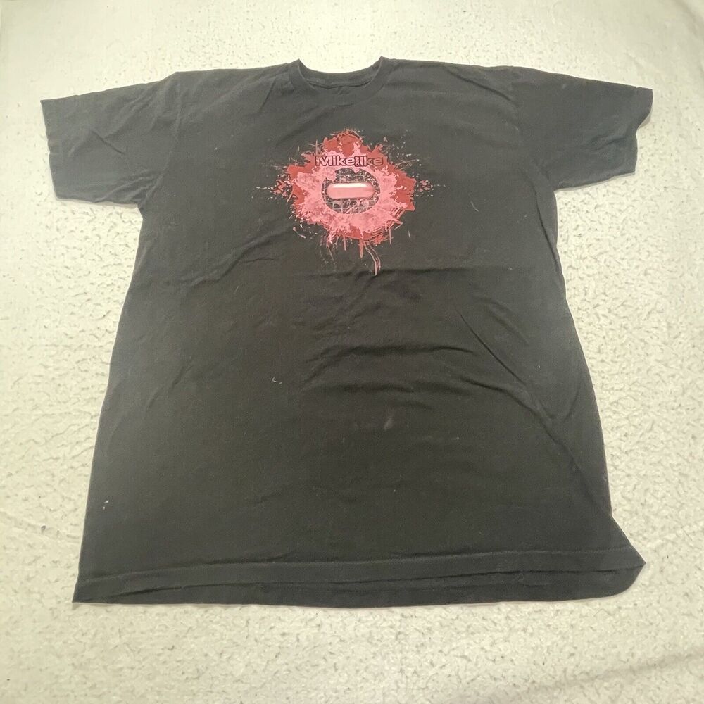 Mike and Ike Candy Men's XL Black Short Sleeve Graphic T Shirt Pink Red Logo
